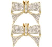 HEALEEP Hebillas para Zapatos Desmontables Lazo Dorado, Botones de Zapatos de Novia Decorativos, Adornos Extraíbles para Boda y Fiesta, Par de Accesorios Elegantes para Calzado