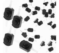 HEALEEP Interruptor de Botón Pulsador Mini Bloqueo Automático, 2 Pines, Color Negro, 50 Unidades, Micropulsador para Linterna y Proyectos Electrónicos, Interruptor Eléctrico Compacto