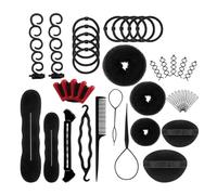 HEALEEP Juego de 13 Piezas para Hacer Moños y Trenzas en Cabello, Herramienta Plástica Negra para Peinar Cabello Fino y Grueso, Accesorios Profesionales para Peinados DIY en Belleza