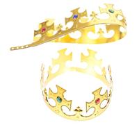 HEALEEP Juego De 2 Coronas De Rey Y Reina Para Niños: Coronas Doradas Y Tiara Para Fiesta De Cumpleaños Con Temática Real Accesorios De Disfraces Y Accesorios Para Fotomatón - Accesorios