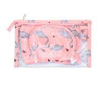 HEALEEP Juego de 3 Bolsas de Aseo Portátiles Estampado de Cisne, Neceser de Viaje Ligero y Duradero, Bolsa de Almacenamiento de Cosméticos para Viajes, Organizador Práctico y Compacto