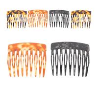 HEALEEP Juego de 6 Peinetas Pequeñas Estampado de Leopardo, Peines Laterales Cabello en Colores Gris, Ámbar y Tigresa, Accesorio Compacto para Peinados Femeninos y Uso Diario