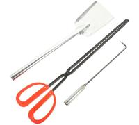 HEALEEP Juego de Herramientas para Chimenea Doméstica 3 Piezas Pequeño Pala para Carbón, Atizador de Hierro y Gancho, Acero Resistente y Compacto para Estufa y Barbacoa, Accesorios