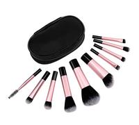 HEALEEP Kit de Brochas de Maquillaje de Viaje 10 Piezas Mini Portátiles Cerdas Suaves Estuche Organizador Adecuado para Uso Diario y Viajes