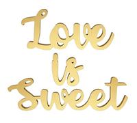 HEALEEP Letrero de Madera Dorado y Tablero de Alta Densidad Love Is Sweet de Mesa Forma Encantadora para de Boda Adecuado para Fiesta de Compromiso