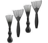 HEALEEP Limpiador De Cepillos y Peines 4 Piezas Compacto Portátil Para Eliminar Residuos De Cabello Cuidado Personal Belleza Herramientas De Peinado Aire Negro (2 Mango Recto 2 Mango Redondo