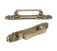 HEALEEP Manija de Puerta Corrediza Rústica de Metal Vintage Tirador de Puerta de Granero en Acabado Bronce Antiguo 2 Piezas de Madera Armarios Interiores