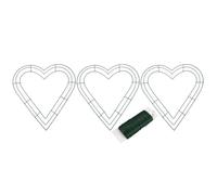 HEALEEP Marco de Guirnalda Corazón de Metal Verde 30 Cm 3 Piezas y Alambre para Manualidades DIY Decoración de Pared Hogar y Oficina, Soporte para Colgante Floral