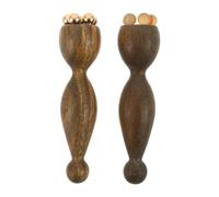 HEALEEP Masajeador de Ojos de Madera Verde 2 Piezas, Varilla de Masaje Facial Cabezal de Cobre para Contorno Ocular, Herramienta Portátil para Cuidado y Relajación del Contorno de