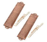 HEALEEP Mezuzá Metálica Artesanal 2 Piezas 132mm Color Rojo Cobre con Pergamino de Bendición Hebreo E Inglés para Decoración de Puerta y Protección Espiritual en Hogar Judío
