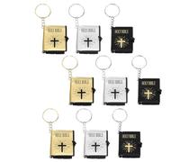 HEALEEP Mini Llaveros Biblia 9 Piezas Colgante de Libro para Regalos en Festivales y Escuela Dominical, Colores Variados Oro, Negro y Plata, Tamaño 4.00X3.50X1.20Cm