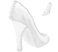 HEALEEP Organizador de Joyas para Mujer Soporte Expositor para Anillos y Collares Diseño de Zapato de Tacón Alto en Color Perla, Estructura Resistente y Tamaño Compacto para Uso Doméstico