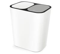 HEALEEP Papelera de Cocina de Doble Compartimento con Pedal y Tapa Bote de Basura de Color Blanco para Separación de Residuos Hogar y
