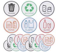 HEALEEP Pegatinas de Reciclaje Autoadhesivas para Cubos de Basura, 24 Unidades Resistentes al Agua Decoloración, Etiquetas para Contenedores en Hogar, Oficina y Espacios Públicos