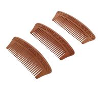 HEALEEP Peines de Madera de Durazno 3 Piezas Tamaño Mediano, Peine Doble Cara Dientes Anchos para Masaje Capilar y Peinado, Herramienta de Peluquería para Uso Hogar, Color Marrón Claro