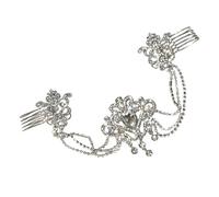 HEALEEP Peineta de Novia Cadena Plateada para Boda, Accesorio Cabello Femenino, Pieza Decorativa Delicada para Sesiones Fotográficas y Eventos Obsequios