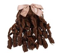 HEALEEP Peluca de Coleta Rizada Postiza Marrón para Mujer, Ligera y Cómoda Material Resistente, para Fiestas, Cosplay y Uso Prolongado