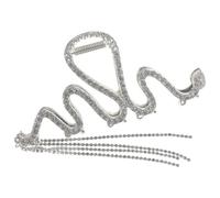 HEALEEP Pinza Cabello Forma de Serpiente y Borlas, Grande Metálica Plateada Gemas de Imitación, Clip de Garra para Mujer, Accesorios Cabello y Peinados Diarios