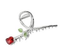 HEALEEP Pinza Pelo de Tiburón Grande Diseño Vintage de Rosa Roja, Pinza de Metal Resistente para Mujer, Accesorio para Peinados y Uso Diario en Cuidado del Cabello
