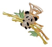 HEALEEP Pinza Pelo Forma de Panda Decorativa, Clip de Garra Metálico Mediano para Cabello Grueso, Accesorios para Mujer en Color Negro Incrustaciones de Cristal, Adecuado Varios estilos