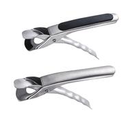 HEALEEP Pinzas de Cocina de Acero Inoxidable y Silicona Negra, 2 Piezas, Resistentes al Calor, Antideslizantes, para Recoger Platos Calientes y Cuencos, Accesorio Práctico para Hogar