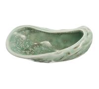 HEALEEP Plato de Cerámica Verde Ice Flower Tamaño Pequeño para Aperitivos, Plato Forma de Concha de Ostra, Placa para Servir Postres y Condimentos en Restaurante o Uso Doméstico