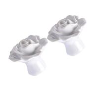 HEALEEP Pomos de Cerámica para Armarios y Cajones con Forma de Rosa en Color, Juego de 2 Unidades, Tiradores Decorativos para Muebles de Cocina y Dormitorio, Accesorios Funcionales
