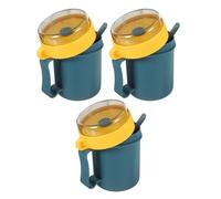 HEALEEP Taza de Desayuno 500ml con Tapa y Cuchara, Recipiente para Sopa y Avena Apto para Microondas, Set de 3 Piezas Azul, Adecuado para Comida para Llevar y Viaje