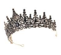 HEALEEP Tiara de Boda Barroca Vintage Negra Gemas de Imitación, Diadema de Novia Elegante para Fiestas, Cumpleaños y Sesiones de Fotos, Tocado para Mujer y Niña