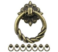 HEALEEP Tiradores de Armario Mini Vintage 8 Piezas, Pomos de Cajón de Metal en Acabado Bronce Antiguo, Tirador Simple Agujero para Muebles, Cocina y Armarios de Estilo Europeo