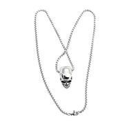 Healeved 1 collar de calavera de acero de titanio, elegante, retro, gótico, para hombre y niño, colgante y cadena plateada, Size 1, Plata esterlina, No es una piedra preciosa