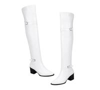 Healeved 1 Par botas impermeable tacones caer mujer bien portado señoras largo para alto hermético más cálido Material superior: pu blanco