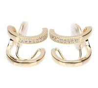 Healeved 1 Par clip de oreja en forma de c aretes tipo earcuff para mujer pendientes para niñas clips de oreja de de imitación gancho para la oreja aleación Golden