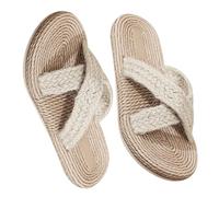 Healeved 1 Par Mudanzas De Día De Cuerda De Departamento Zapatillas De Casa Sandalia Interior Tejido Pantuflas Femeninas Zapatos Antideslizantes Zapatilla Retro Caucho