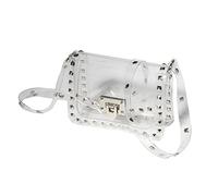 Healeved 1 Pieza Bolso de Hombro Transparente de PVC con Remaches para Mujer Bandolera de Jelly para Almacenamiento de Móviles y Maquillaje para Cumpleaños