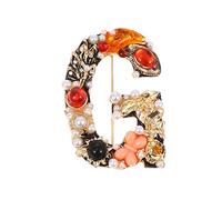 Healeved 1 Pieza broche de carta broches del alfabeto y alfiler de esmalte prendedor de solapa con letra inicial broche con motivo de letras broche de joyería para collar Aleación de zinc