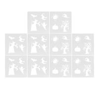 Healeved 10 Hojas Plantilla de Impresión Delicada de Plástico Reutilizable para Manualidades y Proyectos Escolares, Diseño Blanco Textura Cómoda al Tacto, Adecuado para Halloween