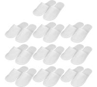 Healeved 10 Pares Zapatillas Invitados Casa, Zapatillas De Viaje PortáTiles Para Invitados, Pantuflas De Casa CóModas Y Ligeras, De Felpa Blanca Para Uso Diario