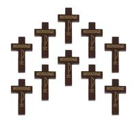 Healeved 10 pinzas para el cabello con cruz gótica - Horquillas de madera de cocodrilo con cruz - Pasadores laterales con crucifijo cristiano para flequillo - Tocados para eventos religiosos para