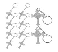Healeved 10 Unidades Llavero y Acabado Fino San Benito de Aleación de Zinc en Color Plata Diseño Elegante Portátil Adecuado para Bodas y Momentos Religiosos