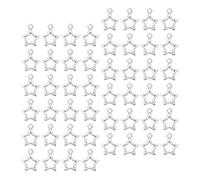 Healeved 100 Colgantes Mini de Estrella Plateados Accesorios para Bisutería DIY Dijes Huecos para Pulseras Collares y Llaveros 100 Piezas Pequeñas para Manualidades