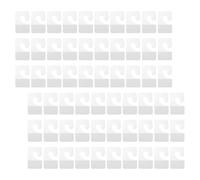 Healeved 100 Pestañas Colgantes Autoadhesivas de Pvc Transparentes, Gancho para Mercancía 27x42 Mm, Ganchos de Plástico Reutilizables para Exhibiciones Minoristas y Organización Industrial