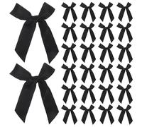 Healeved 100 Piezas de pequeños Lazos de Cinta Negros, Mini Lazos de Cinta de satén Negro, Apliques para Manualidades, Costura, álbumes de Recortes, Fiestas de Navidad, Bodas y envolturas.