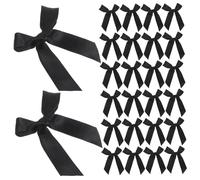 Healeved 100 Piezas Lazos Pequeños de Cinta Satén Negros para Manualidades Decoración DIY Costura Regalos Bodas Fiestas