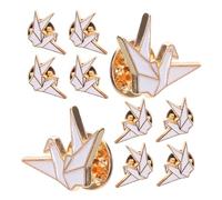 Healeved 10piezas Broches Creativos de Grulla de Origami Broches de Dibujos Animados para Mujer Insignias de Metal Accesorios de Decoración para Ropa y Mochilas