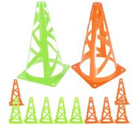 Healeved 12 Conos de Entrenamiento de Fútbol 9 Pulgadas, Conos de Agilidad Plásticos Naranjas y Verdes, Obstáculos para Deportes y Vallas de Seguridad, Accesorios para