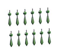 Healeved 12 Piezas Colgante De Bolas De Cristal Repuestos Cristal Lamparas Candelabro De Prismas De Araña Luz Colgante De Lagrimas Verde Partes De La Lámpara De Prismas