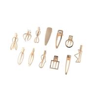 Healeved 12piezas Clip de Pinza Hueca de Metal Cabello Forma de Gota de Agua Corazón Cuadrada Redonda Ovalada Horquillas Sencillas para Mujer y Niña para Fiesta o Diario Varios estilos