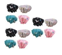 Healeved 12piezas Gorro De Ducha Unicornio Caricatura Doble Capa Para Baño Verde Rosa Negro Accesorios De Ducha Elásticos y Cómodos Para Mujeres
