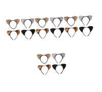 Healeved 16piezas Diademas De Orejas De Gato Estampado De Leopardo De Accesorios Para Niñas Decoración De Fiesta y Cosplay Diseño Adorable